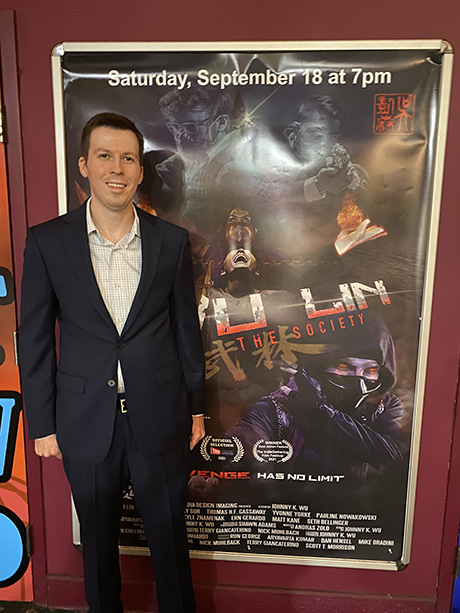 Seth Bellinger '10 at the debut of his film.