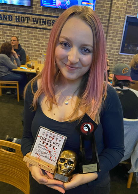 "Boiling Point' producer Lucy Turner ’23 at the Cleveland 48-Hour Film Horror Projects Awards