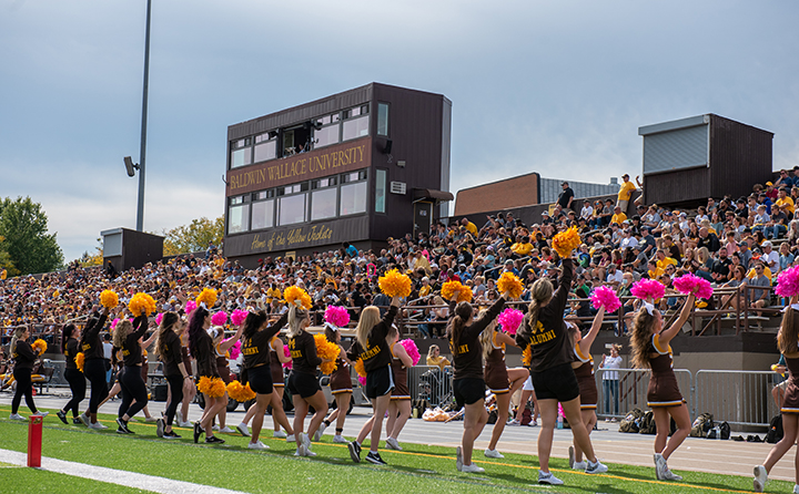 BW cheerleaders rev up the crowd at 2021 Homecoming win