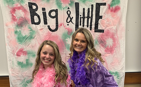 Jordyn Rozek '22 (right) and her sorority little sister, Cori Aviles (left).