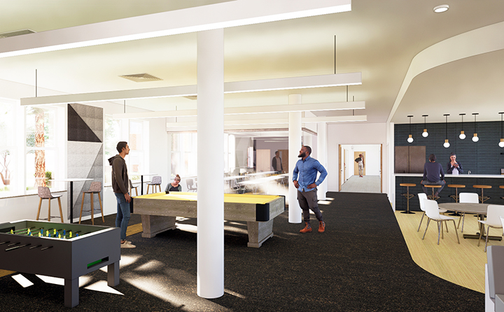 Renderings of new gathering spaces envisioned for BW's North Hall.