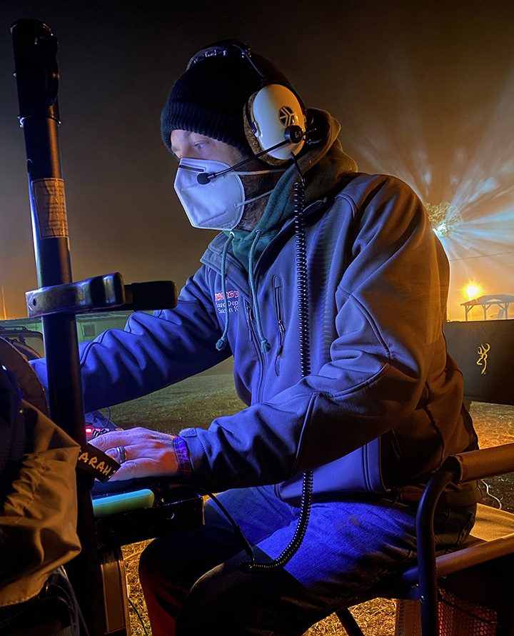 Michael Clark on the set of "Stranger Things"