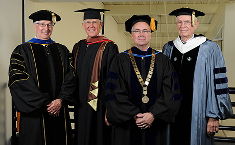 Collier was one of just nine presidents to serve BW since the merger of Baldwin University and German Wallace College in 1913. He is pictured here (far left) at the 2012 inauguration of President Bob 