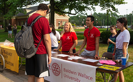 Students attend a 2021 BW Involvement Fair on Grand St.