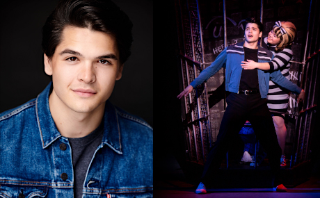 headshot photo and "Hairspray" production photos of BW student Will Savarese