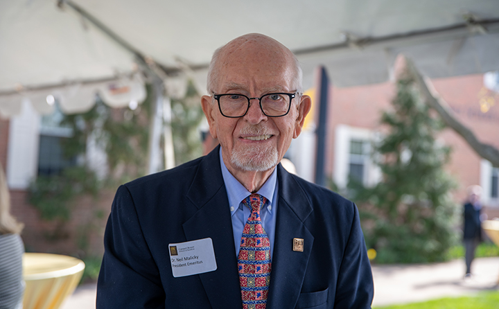 Former BW President Neal Malicky attended the celebration for Carmel and Boyer. In his memoir, Malicky recalled how vital the leadership of both men was to the success of BW. 