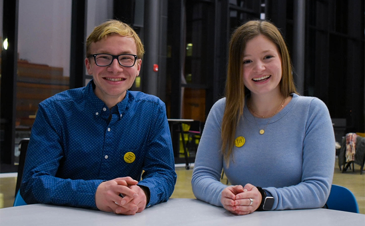 Running on a platform of inclusion for people with disabilities and those with different religious backgrounds, Cole (right) and Matt Perry were elected to serve as BW study body president and vice pr