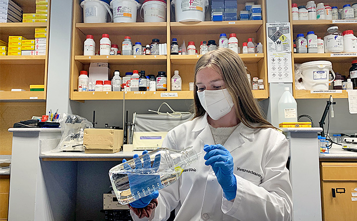 McKenzie Chappell working in a lab