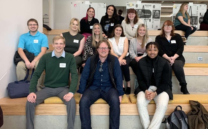 Dr. Andy Dohanos (front row, center) with BW communication studies students who presented Cancer Dudes research at BW’s 2022 Ovation Day of Excellence.