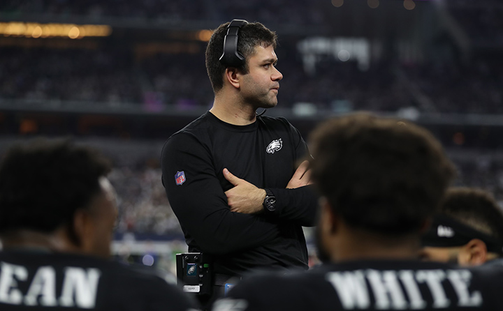 Joe Kasper '15 on the Philadelphia Eagles sideline