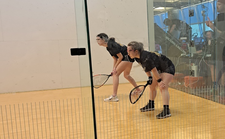 Stein and Case on the racquetball court