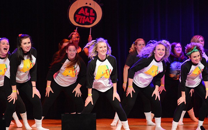 Students performing as a part of Greek Sing