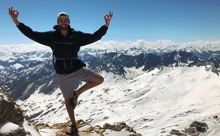 Exercise science major Will Vance on top the highest peak in Germany's Wetterstein mountains.