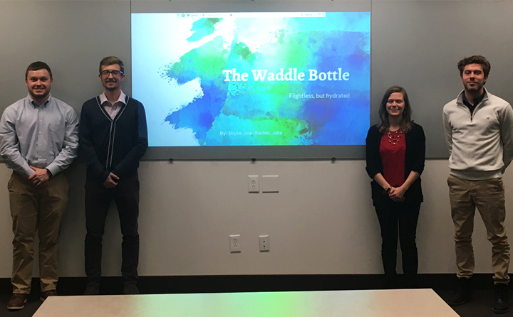 BW Sustainability students standing in front of presentation screen.