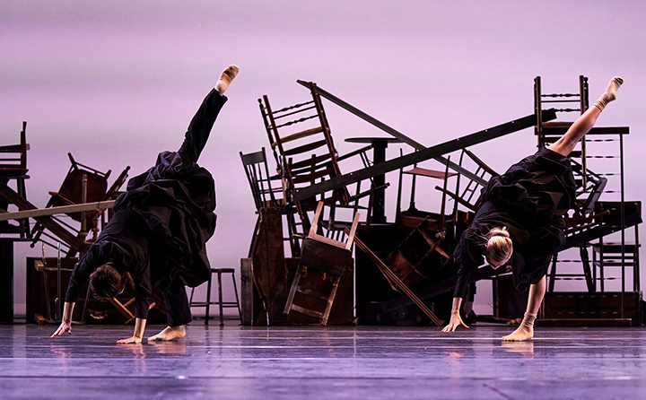 BW dance students performing on stage