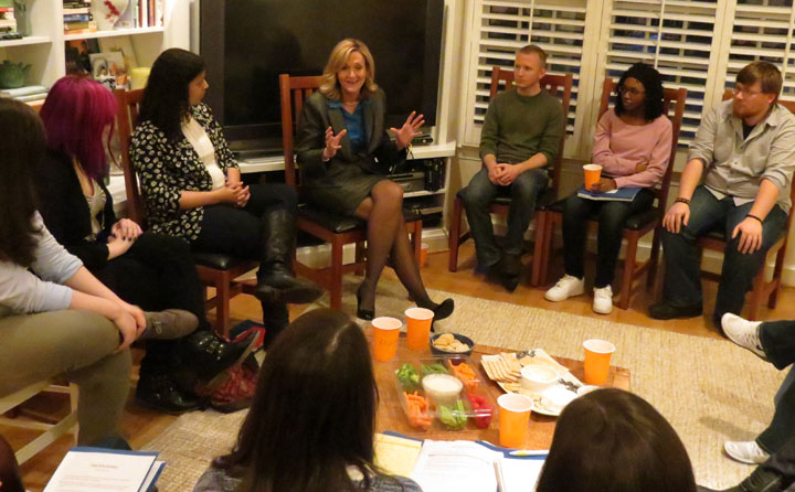 Representative Betty Sutton chats with a group of BW students