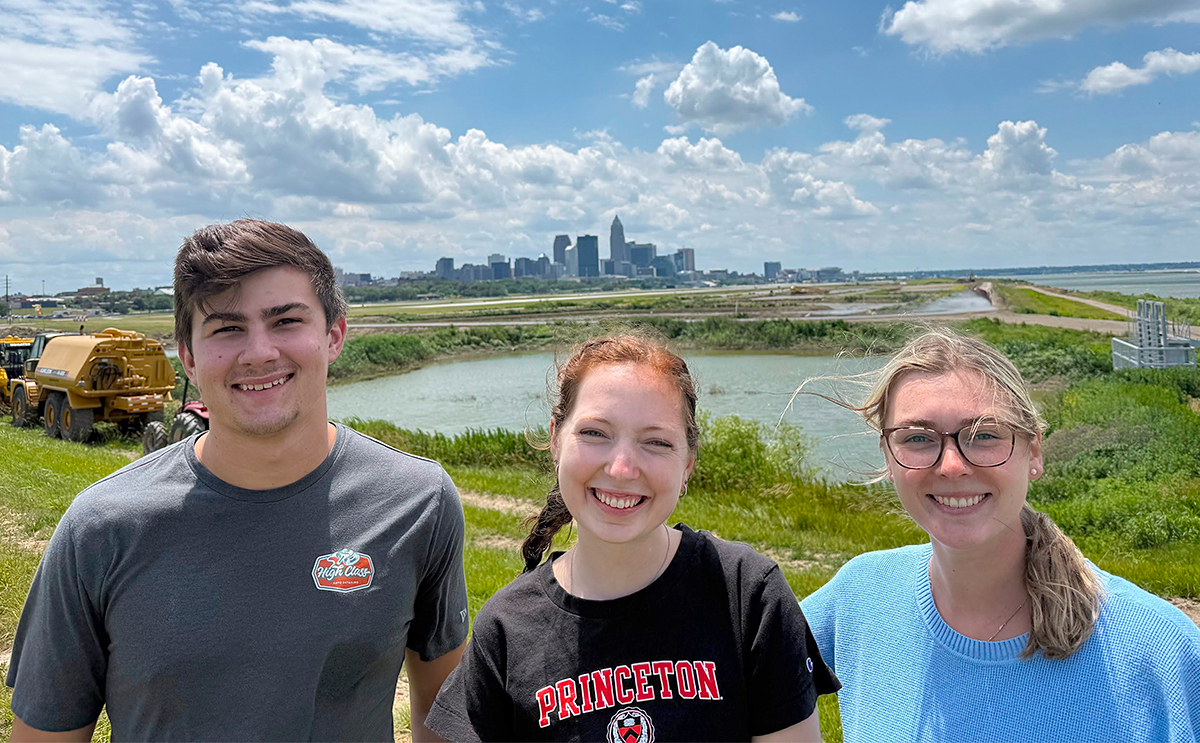 Engineering students doing field work