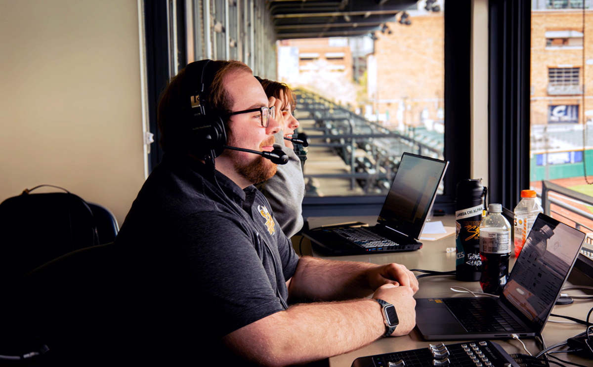 Alex Dettmer in the broadcast booth