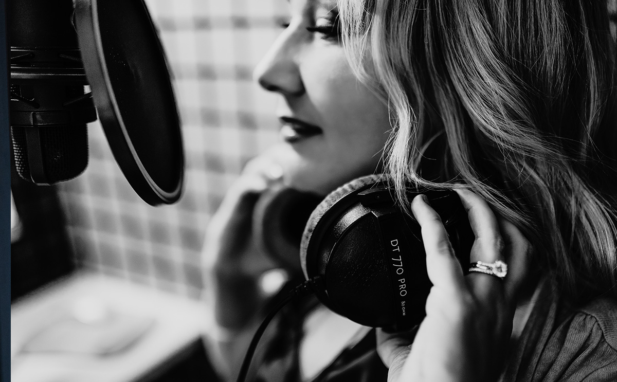 Christy Harst in sound studio
