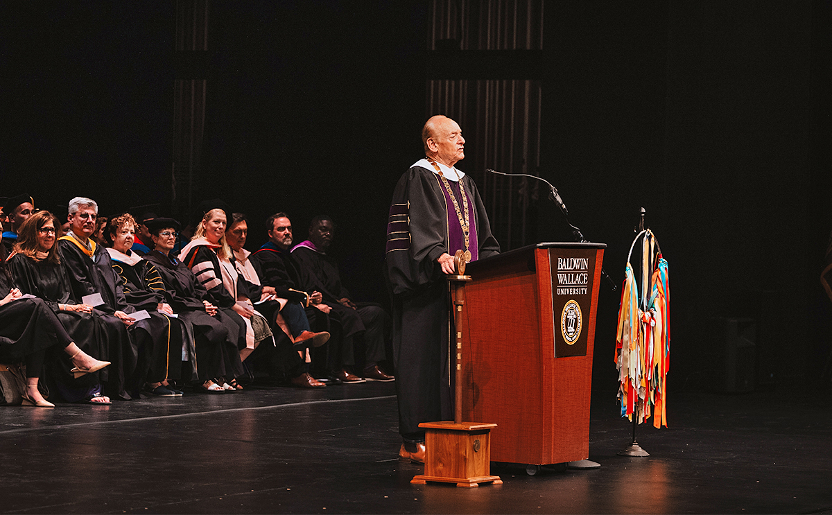 President Lee Fisher speaks at Convocation