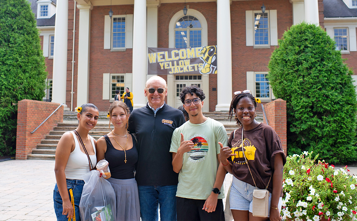 President Lee Fisher with students