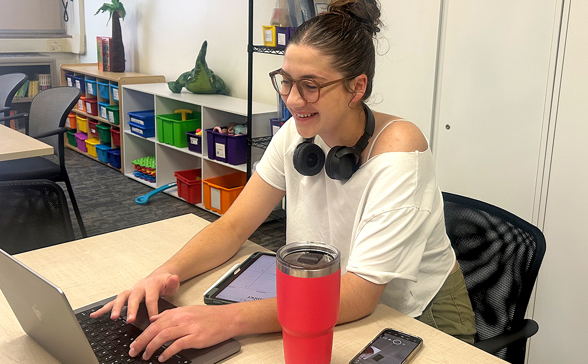 Student on a laptop
