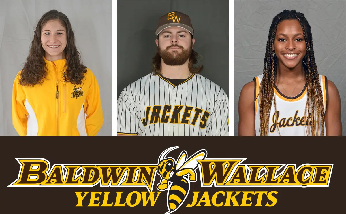 Headshots of BW athletes Hope Murphy, Kade Swisher and Alek Johnson