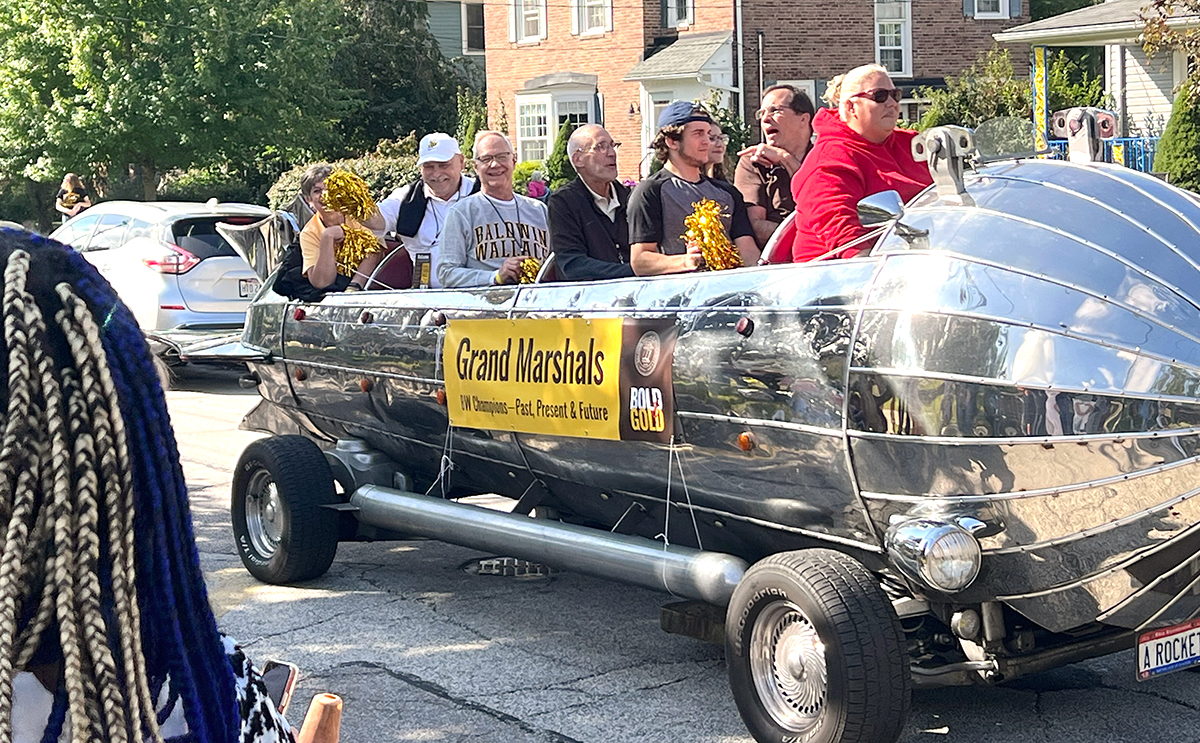 Parade float with Grand Marshals