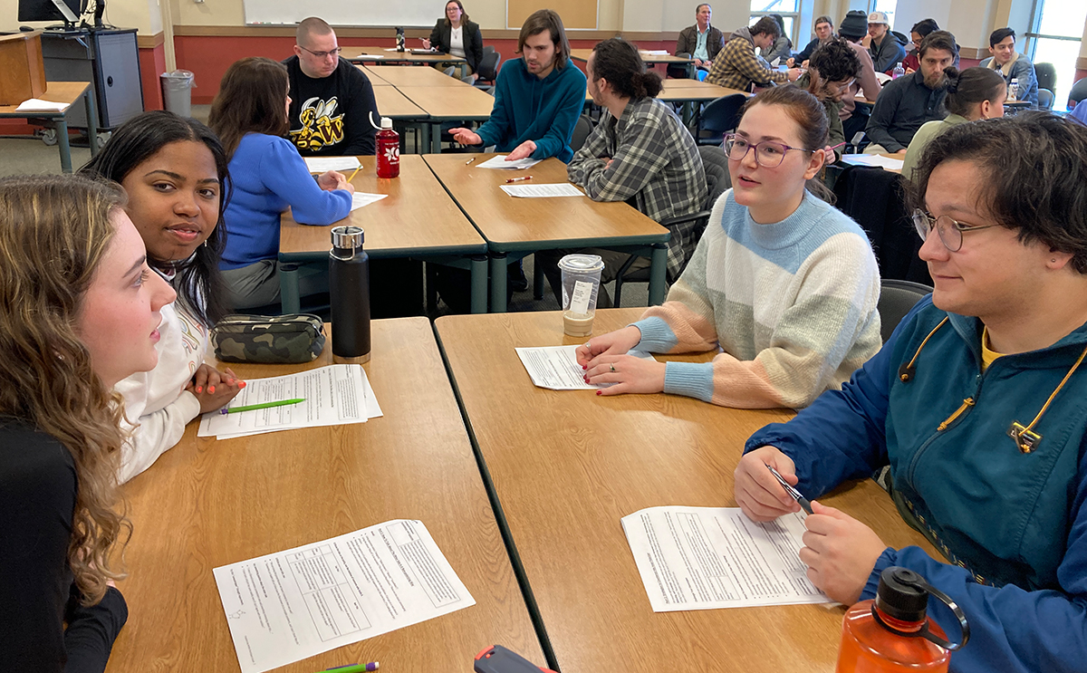 Students in a discussion group