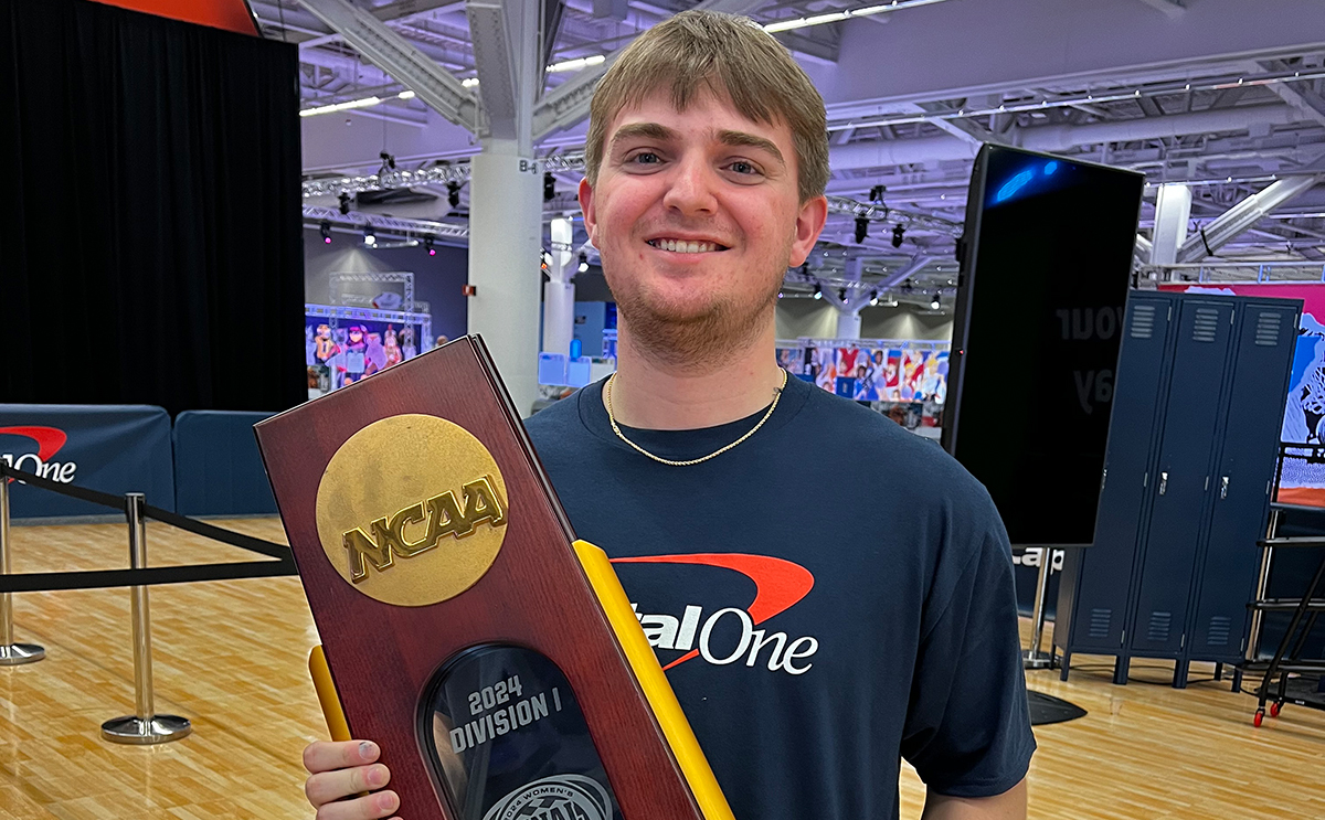 Andrew Gable with the championship trophy